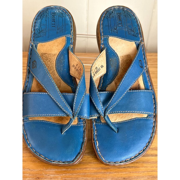 Born Shoes - Born Sandals Womens 8 Blue Flip Flops‎ Slippers